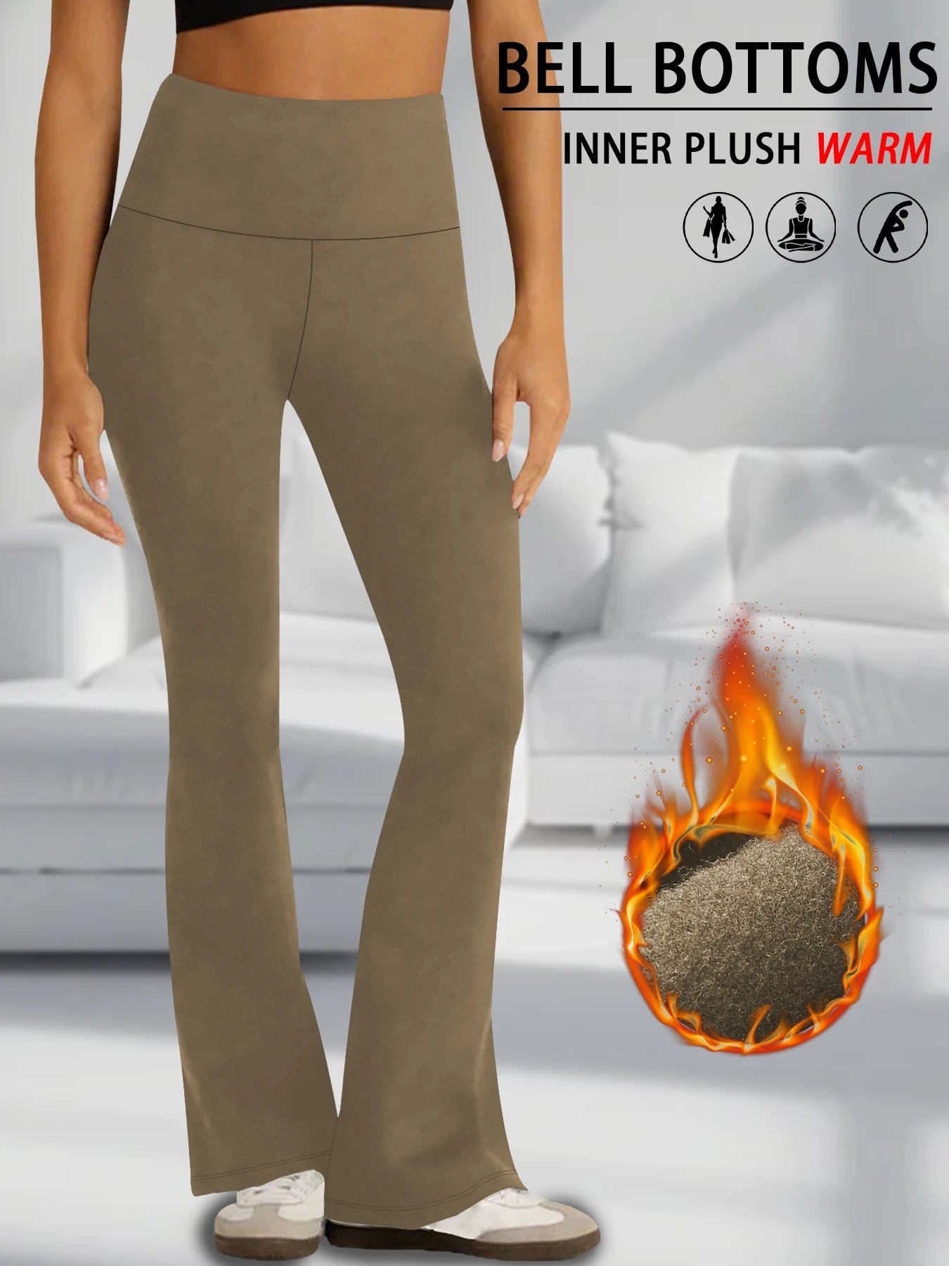 Women's Super Soft Flare Pants High Waisted Tummy Control Workout Yoga Leggings Bell Bottoms