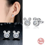 Hot Selling 925 Sterling Silver Cute Dazzling Mouse Cartoon Stud Earrings For Women Girl Authentic Original Jewelry Gift