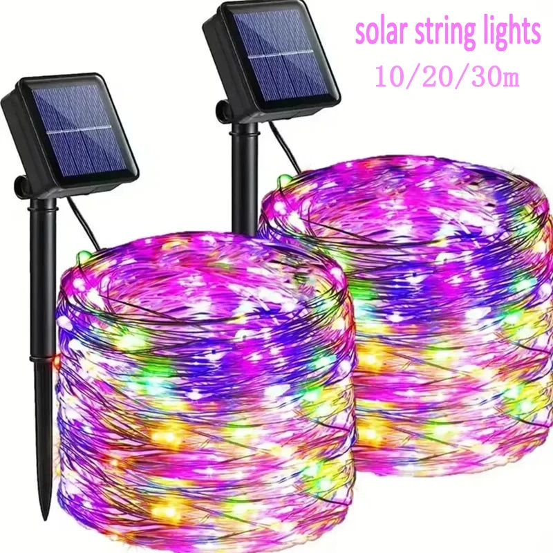 Fairy Lights Solar Garden Lights String Lights with 8 Modes Waterproof Wire Lights for Patio Yard Trees Christmas Party