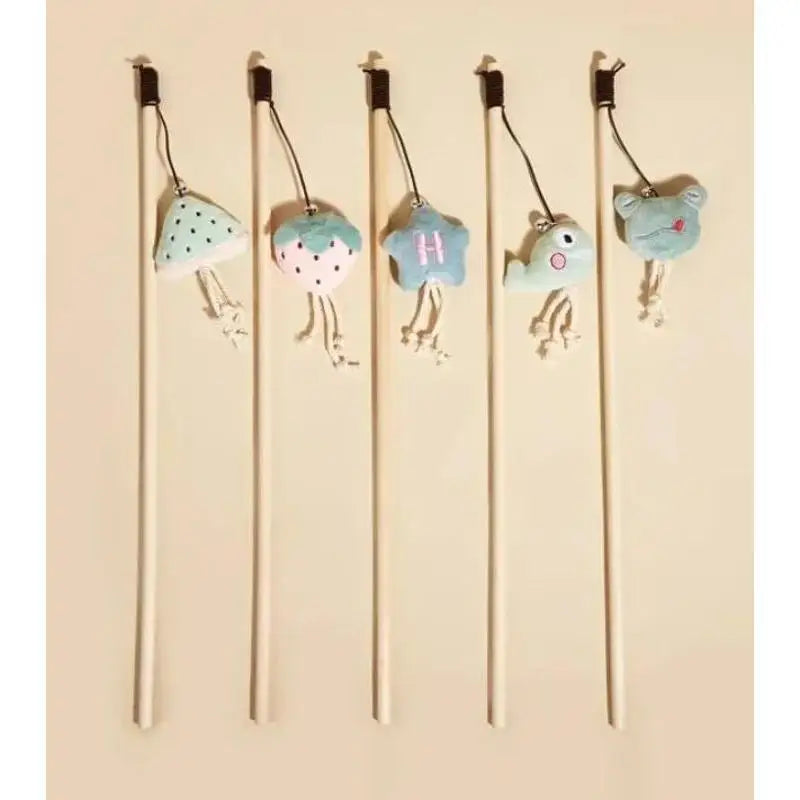 Cat Toy Cat Teaser Stick Handmade Cotton And Linen Woven Wooden Pole Cat Teaser Stick Cute Simulation Mouse Cat Interactive Toy