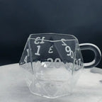 Transparent Glass Rainbow D20 Dice Mug with Handle Fantasy Themed Polyhedral Dice Coffee Cup Game Mug for RPG Lovers