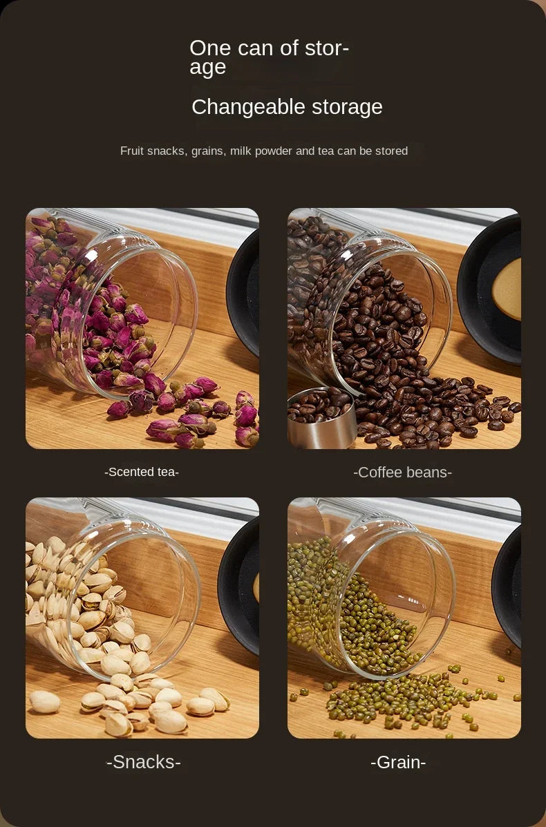 Manual Vacuum Sealed Coffee Jar High Borosilicate Glass Moisture Proof Tea Storage Container for Kitchen Coffee