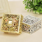 2 PCs Mini Treasure Storage Jewelry Box Silver-color Hollow Flower Pattern Jewelry Case Boxes for Necklace Earring Ring 2030