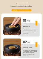 Manual Vacuum Sealed Coffee Jar High Borosilicate Glass Moisture Proof Tea Storage Container for Kitchen Coffee