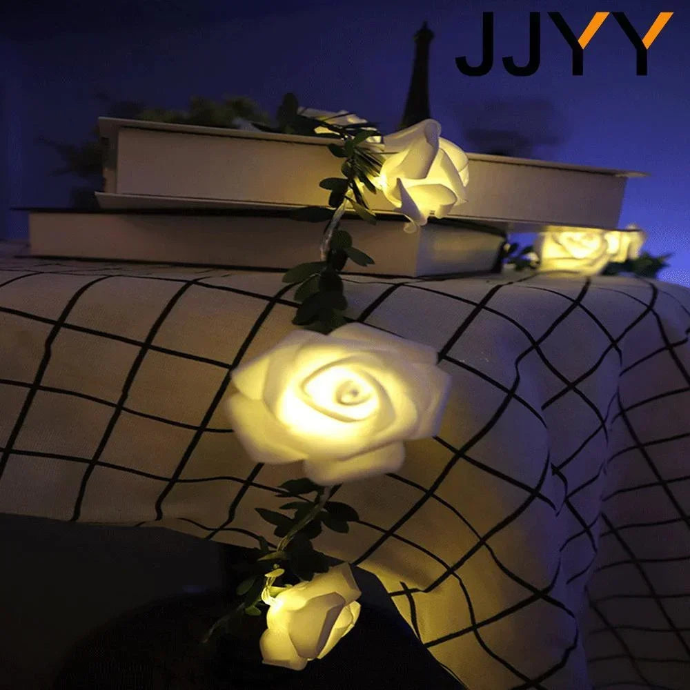 JJYY 1.5M/3M/6M Rose Fairy String Lights,Rose Flower Indoor Fairy Lights Valentine's Day Wedding Decorations, Battery Powered