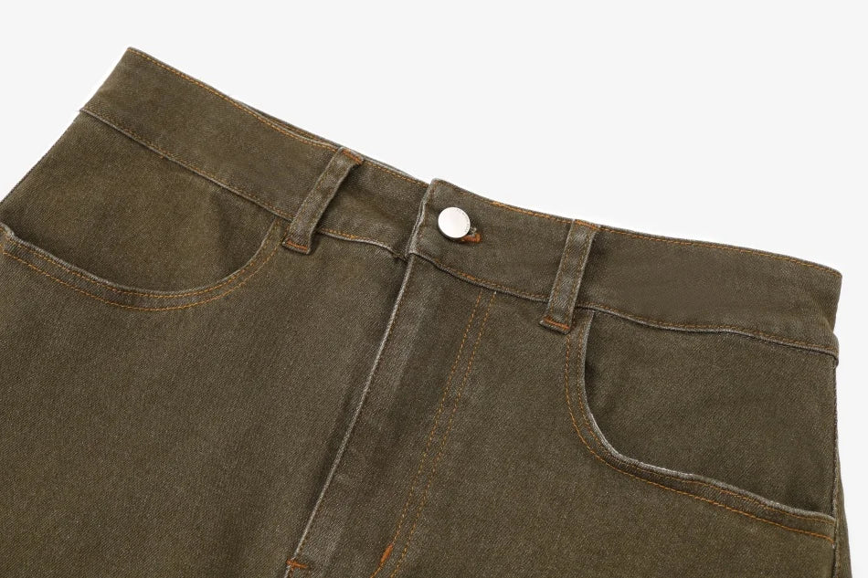 AS SS26  stretch denim skirt fashion lady wear elastic fabric ( waist expands about 2-3cm)